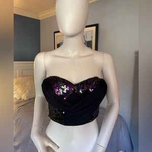 Bebe sequin strapless bralette top